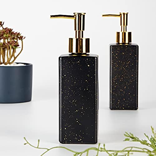 Hexuu 12 oz İskandinav Minimalist Tarzı Kare Seramik el dezenfektanı Dağıtıcı ile Altın Plastik Pompa, Pompalı şampuan dispenseri