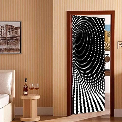 KFEOEA Kapı Çıkartmalar Çocuk Odası İçin, iç Kapılar Duvar Sanatı Resimleri Ev Dekorasyon 30.3 X 78.7 3D Siyah Ve Beyaz Benekli