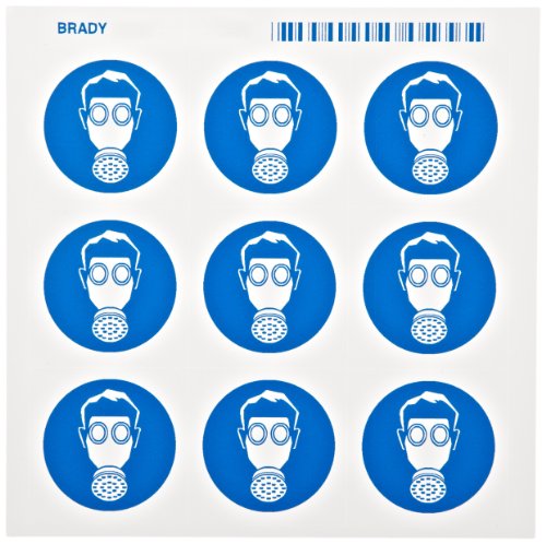 Brady 58547 Basınca Duyarlı Vinil Piktogram Etiketleri , Beyaz Üzerine Mavi, 1 1/2 Yükseklik x 1 1/2 Genişlik, Piktogram Buhar