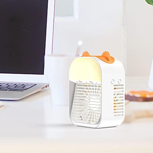 Genel Kişisel Hava Soğutucu, 3 Vitesli USB Klima Fanı, Küçük Oda/Ofis/Yurt/Yatak Odası için Gece Işıklı Mini Klima Masa Fanı-Beyaz