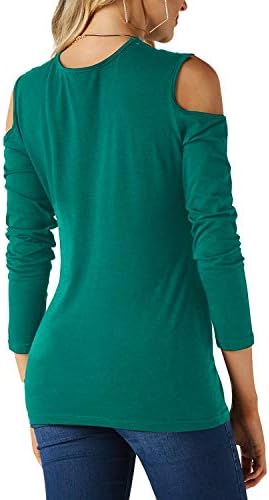 YOINS seksi dantel üstler Kadınlar için Soğuk omuz uzun kollu rahat moda zarif T-Shirt