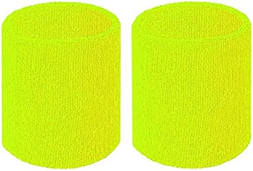 Happywendy Renkli Pamuk Spor Bilekliği Erkekler ve Kadınlar için - 3 Atletik Havlu Kumaş Ter Bantlari Neon Renkler-Bilek Ter