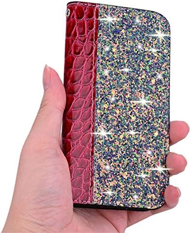 JİNCASE Cep Telefonu Aksesuarları Asus Zenfone ıçin Uyumlu Max (M2) Timsah Doku Glitter Toz Yatay Çevir Deri Kılıf Kart Yuvaları