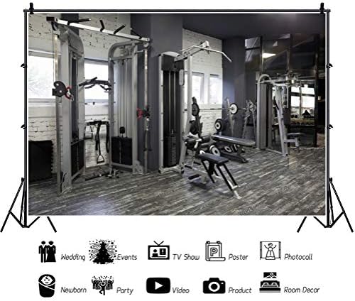DORCEV 15x10ft Gri Spor Zemin Kapalı Fitness Ekipmanları Kas Eğitimi Fiziksel Egzersiz Spor Tema Fotoğraf Arka Plan Modern Sağlık