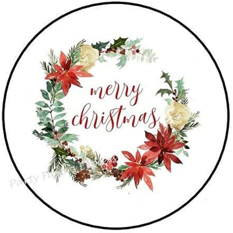 1.5 İnç Merry Christmas Çelenk Çıkartmalar-Merry Christmas Sticker-Merry Christmas Çelenk Çiçek Zarf Mühürler Etiketler-D AA61RK