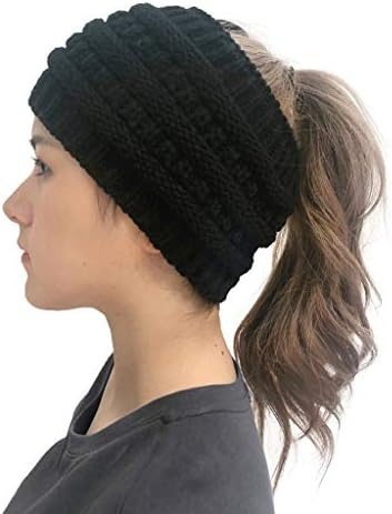 LIXIAO Kadınlar Soğuk Hava Bandı Moda Açık Düz Renk Splice Şapkalar Kablo Örme Holey Beanie Cap Saç Bandı