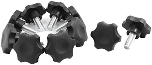 EuısdanAA 10 Adet Siyah Plastik 40mm Kafa Çapı Yıldız Sıkma Kolları M10 x 20mm, Metal Paketi 10 (10 piezas de plástico negro