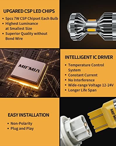 MIFMIA 7440 7443 LED ampul, 500 % parlak CSP LED Dönüş sinyali ampul, 7444NA 7440NA 7443NA T20 flaşör ışıkları ile projektör