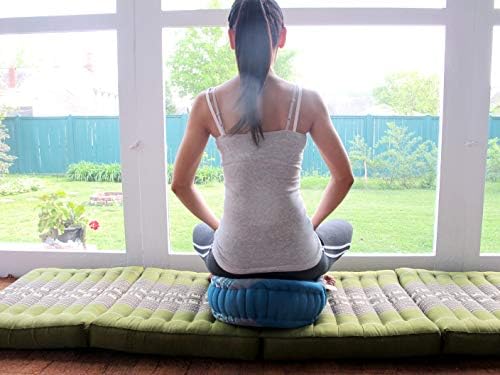 Küçük Zafu Kapok Meditasyon Minderi-Yuvarlak Koltuk Oturma Yastığı-Ekstra Firma Yoga Bolster - Tay El Yapımı, %100 Doğal Kapok