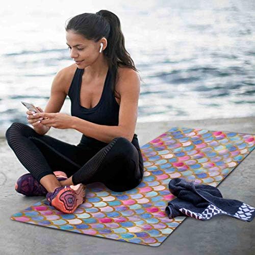 Baofu Mermaid Ölçekler Kaymaz Yoga Mat Egzersiz Fitness Çevre Dostu Sıcak Mat Uzun TPE Katlanabilir Doğal Toksik Olmayan Pilates
