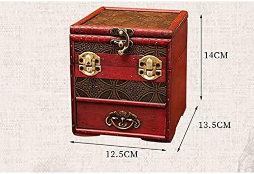 GYZCZX Vintage Ahşap Takı saklama kutusu El Yapımı Dekoratif Hazine Durumda Takı saklama kutusu (Renk: Bir, Boyutu: Bir Boyut)