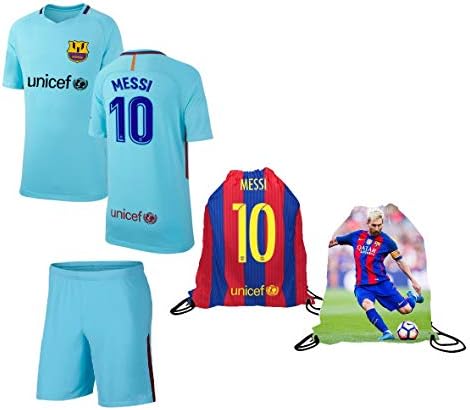Messi 10 Barca Futbol Forması Uzun / Kısa Kollu Kiti Şort Ev / Uzakta Çocuklar Set Gençlik Boyutları