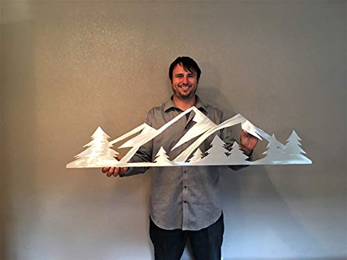 Rocky Mountain Ulusal Parkı Colorado Ağaçları Dağlar 4 Ft Gümüş Alüminyum Metal Duvar Sanatı