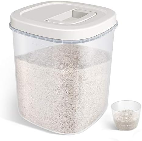 TBMax Büyük Hava Geçirmez gıda saklama kabı-Ölçüm Kabı ile 20 Lbs Pirinç Konteyner Kutusu-Pirinç Unu Tahıl Ekmeği Depolama için