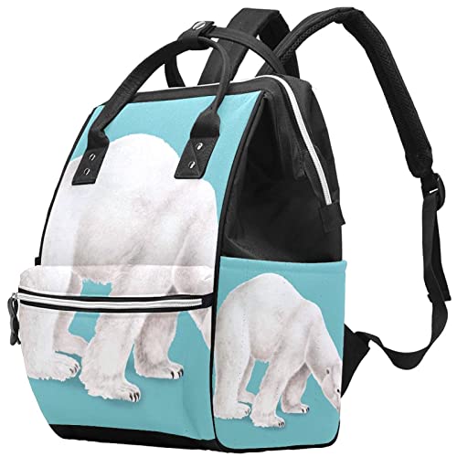 Kutup Ayısı Baskı Bezi Tote Çanta Mumya Sırt Çantası Büyük Kapasiteli Bez torba Hemşirelik Seyahat Çantası Bebek Bakımı için