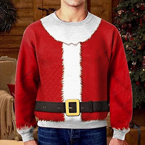 BHSJ Noel T-Shirt Mens için, 3D Komik Noel Noel Baba Baskı Asker Uzun Kollu Parti Casual Crewneck Tee Tops