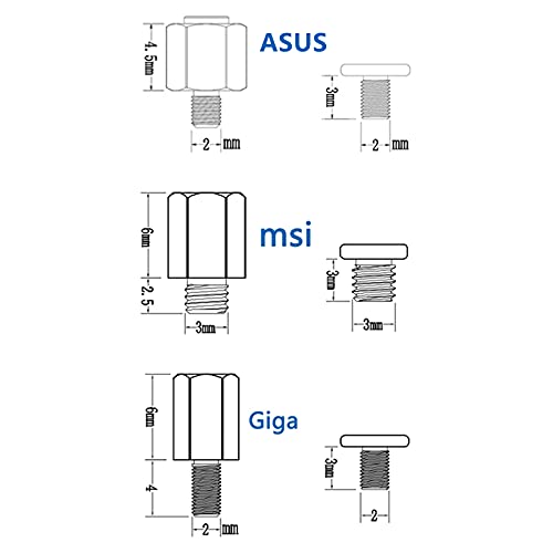 Onyehn 12 Takım M. 2 SSD Anakart Çiviler ile Vidalar,Asus & MSI & Gigabyte Anakartlar için fit (4 Takım Her)