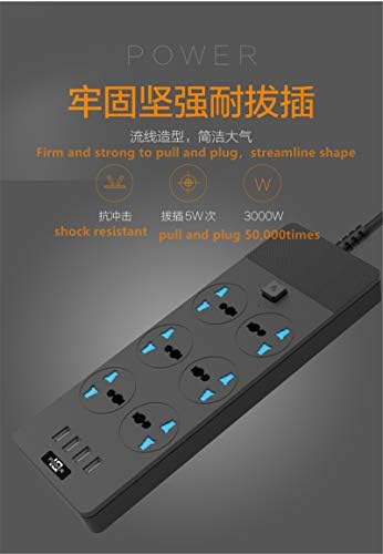 Güç Şeridi 4 USB 6 Jack Akıllı Tak ve Sürükle Kablo Paneli Çok Fonksiyonlu Güç Şeridi 3000 W Güç Çıkışı
