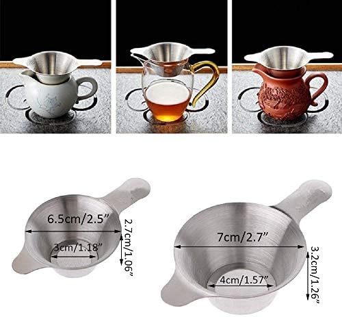 ICYANG çay süzgeci, 2 pcs Farklı Boyutu Paslanmaz Çelik kahve süzgeci Ince Örgü çay Demlik Huni Yaprak Filtre ile Çift Kolu Mini