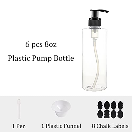 BPFY 6 Paket 8 oz Plastik pompalı dağıtıcı Şişeler için Masaj Yağı, Şampuan, Losyonlar, Vücut Yıkama Pompası Şişeleri, el Dezenfektanı