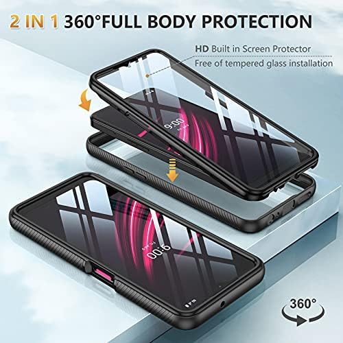 JXVM için T-Mobile Revvl V Artı 5G Kılıf ile Dahili Ekran Koruyucu, Tam Vücut Sağlam Kılıf için T-Mobile Revvl V + 5G, koruyucu