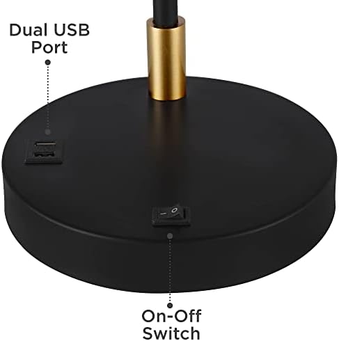 Çift USB Bağlantı Noktalı Possini Euro Böğürtlen Siyah ve Sıcak Altın Masa Lambası-Possini Euro Design
