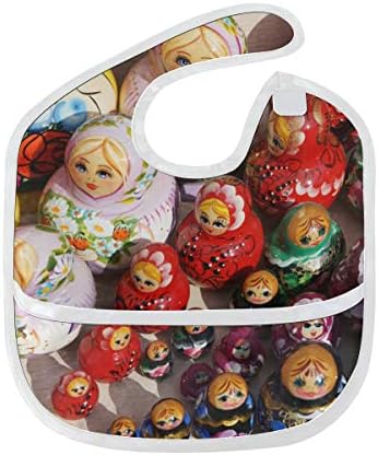 Bebek Geçirmez Önlükler Renkli Rus matryoshka Özel Yumuşak Leke Bebek Besleme Dribble Drool Önlükler Burp Bebek 6-24 Ay İçin