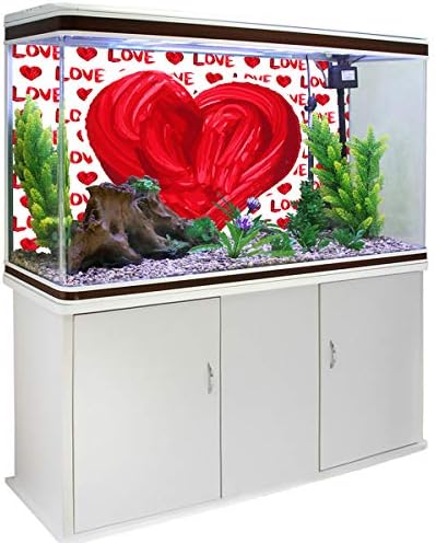 T & H XHome Akvaryum Dekor Arka El Boyama Aşk Kalp Şeklinde sevgililer Günü Desen Balık Tankı Arka Plan Akvaryum Sticker Duvar
