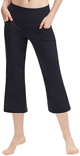 Zeronıc kadın Yoga kapri pantolonlar ile Cepler Flare Egzersiz Salonu Kaçak Tayt Bootcut Kırpma egzersiz pantolonları