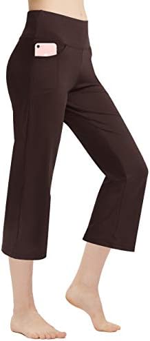 Zeronıc kadın Yoga kapri pantolonlar ile Cepler Flare Egzersiz Salonu Kaçak Tayt Bootcut Kırpma egzersiz pantolonları