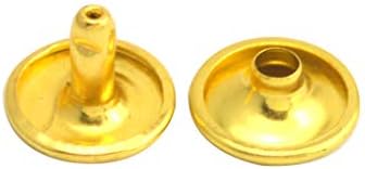 Wuuycoky Altın Çift Kap Deri Perçinler Boru Şeklindeki Metal Çiviler Kap 12mm ve Sonrası 12mm Paketi 40 Takım