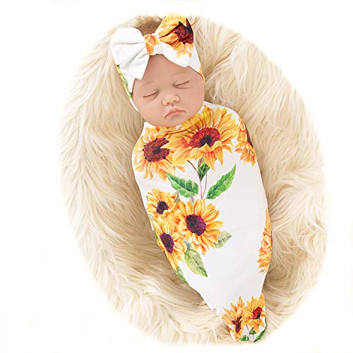 Galabloomer Yenidoğan Ayçiçeği Alma Battaniye Kafa Bandı Seti Bebek Çiçek Gül Kundak Büyük Yay ile