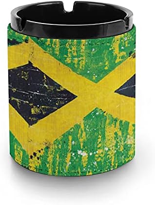 Retro Jamaika Bayrağı Deri Puro Kül Tablaları kül tablası Özel Sigara İçen Tutucu Yuvarlak Kılıf