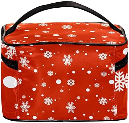 Kozmetik çantası Büyük Makyaj Çantası Fermuar Kılıfı Seyahat Kozmetik makyaj çantası taşınabilir Organizatör Noel kar taneleri