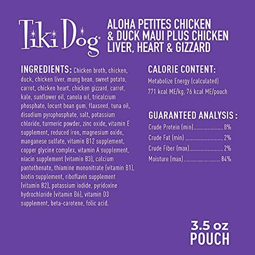 Tiki Pets Aloha Petites Tahılsız Islak Köpek Maması, Kıyılmış Etli Torbalar ve Küçük veya Büyük Köpek Muameleleri için Süper
