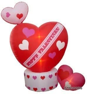 İki Sevgililer Günü Partisi Süslemeleri Paketi, 8 Ayak Animasyonlu Şişirilebilir Sevgililer Kalpleri w/ Top Kalp Döndürme ve