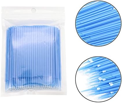 Pamuklu Çubuk Tek Kullanımlık Makyaj Fırçaları Çubukla Mikro Fırçalar Kirpik Uzatma Tüy Bırakmayan Alet-Açık Mavi + L