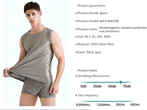 RYUMD erkek Radyasyondan Korunma Yelek ve Şort, %100 Gümüş Elyaf İç Çamaşırı Emf Elektromanyetik 5g Haberleşme Elektromanyetik