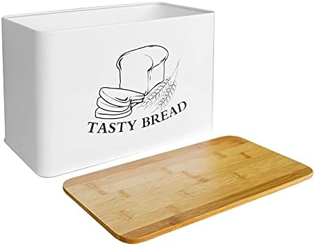 SOTECH Beyaz Ekmek Kutusu mutfak Tezgahı için Ahşap Kapaklı ve Uyar 2 Somun Çiftlik Evi ekmek Kutusu Ekmek saklama kutusu (Vintage