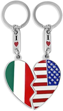 Başka Bir Ülke ile Özelleştirilebilir İtalya Bayrağı Kalp Anahtarlık