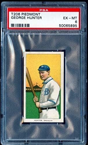 1909 T206 George Hunter Piedmont 350 Brooklyn PSA 6 50065895-Slabbed Beyzbol Kartları