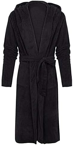 Erkek Bornoz Hood cepler ile peluş bornoz-Kış sıcak uzun şal ev Pijama bornoz ceket artı Boyutu Kimono rahat