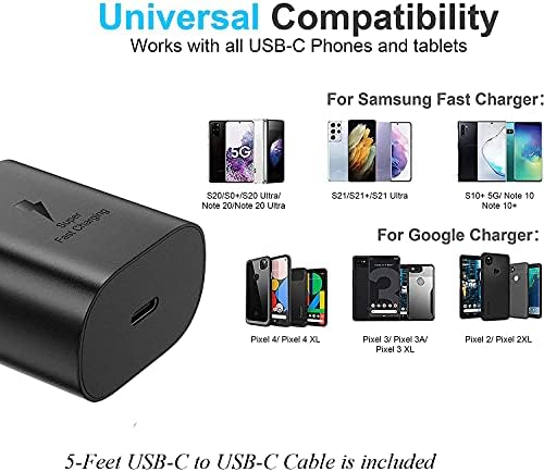 USB C Şarj Cihazı, PD 3.0 ile 25W Tip C Hızlı Duvar Şarj Cihazı, Samsung Galaxy S21/S21+/S21 Ultra/S20/S20+/S20 Ultra/Not 20/Not