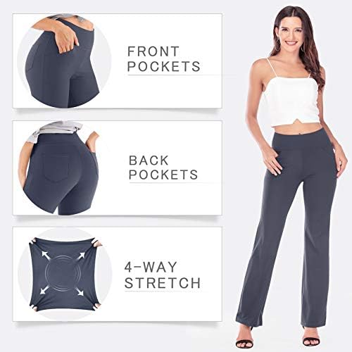 IUGA Bootcut Yoga Pantolon Kadınlar için Cepler ile Yüksek Bel Egzersiz Kaçak Pantolon Karın Kontrol, 4 Cepler İş Pantolon Kadınlar