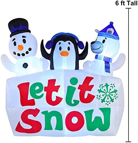 Joiedomi 6 FT Boyunda Şişme Let-It-Snow İşareti ile Yap-Led'ler Havaya Uçurmak için Şişme Noel Partisi Kapalı, Açık, Yard, Bahçe,