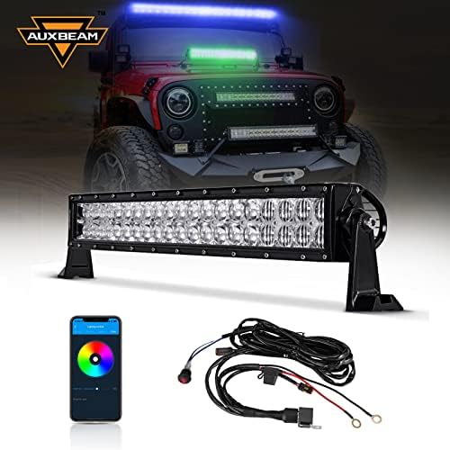 Auxbeam 22 inç led ışık çubuğu RGB çok renkli kavisli LED çubuk 5D V serisi 120 W Off Road sürüş ışık nokta sel Combo ışın