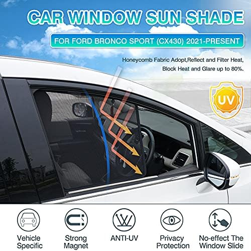 Cartist Özel Fit için Araba Yan Windows Şemsiyeleri Ford Bronco Spor 2021 2022 Aksesuarları Güneş Parlama ve UV Işınları Koruma