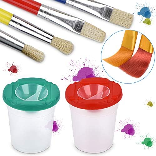 Proyatech Boyama Aracı Kitleri, 34 Pcs Boya Malzemeleri boya kalemi Fırçalar Set Boya kapaklı bardaklar Paleti Tepsi Çocuklar