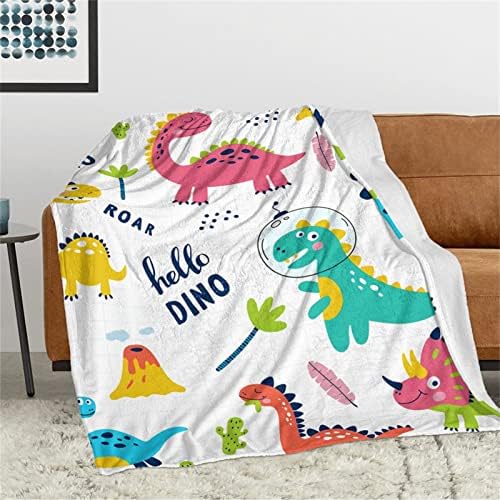 Dinozor Battaniye Ultra Yumuşak Sıcak Atmak Battaniye Dino Desen Battaniye Erkek Kız Yatak Kanepe Dino Severler Hediye 50 x 60