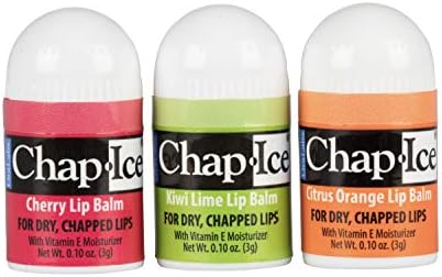Chap-Ice 60 Paket Çeşitli Mini Dudak Balsamları-Kiraz, Narenciye-Portakal ve Kivi-Kireç Kokusu-E Vitamini ve Nemlendiriciler